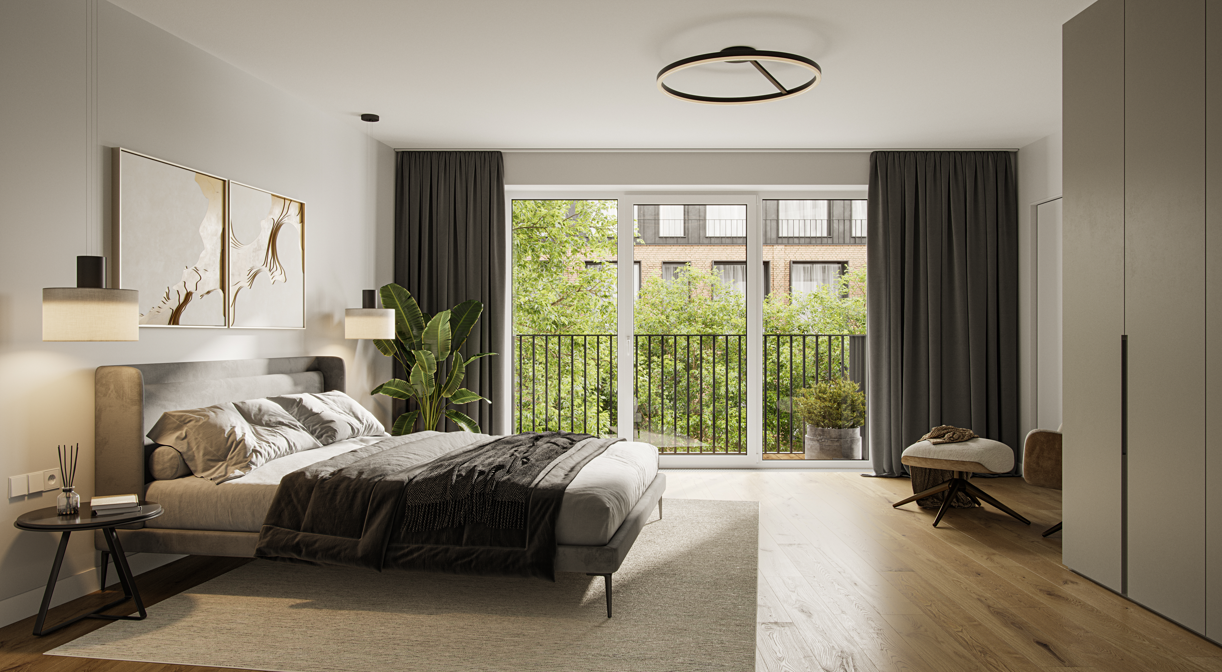 Hochwertig eingerichtetes Schlafzimmer